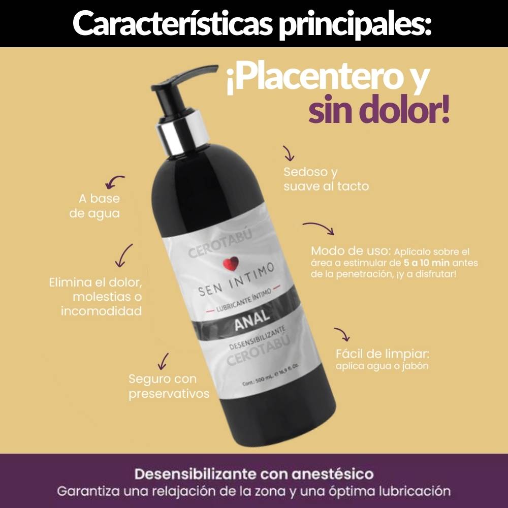 Lubricante Dilatador Anal 500 Ml - vista lateral