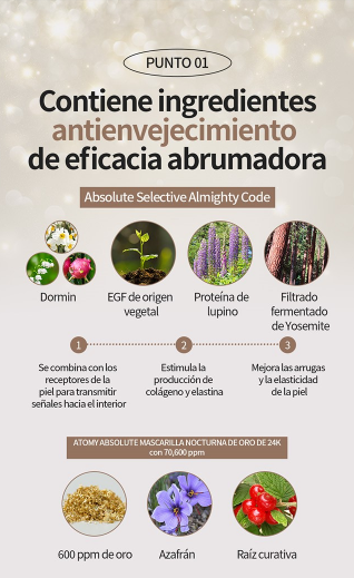 Mascarilla de Oro Absolute 24K Atomy – Antiedad Nocturna - vista frontal