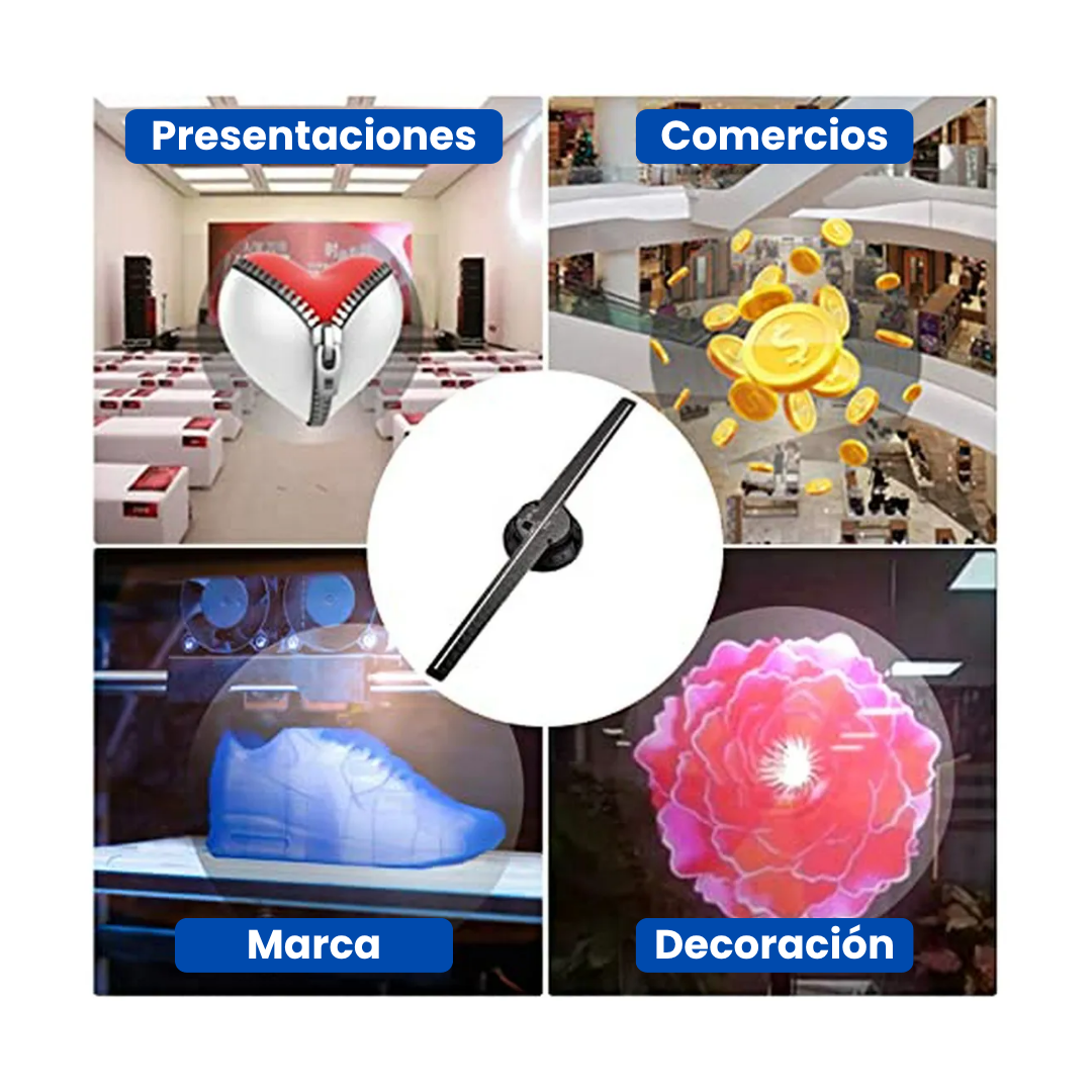 Proyector Holográfico 3D WiFi con App — 232 LEDs, imágenes realistas y sonido Bluetooth