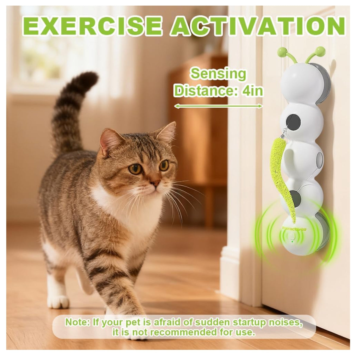 Juguete Interactivo para Gatos Gusano con Sensor de Movimiento — Automático Recargable USB-C
