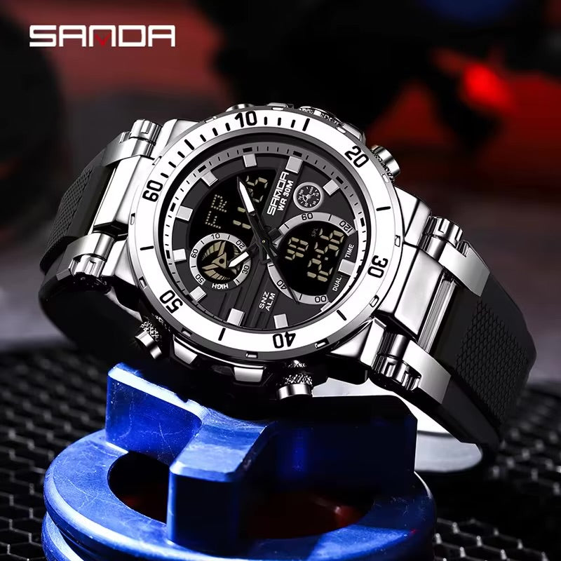 Reloj Sanda 6175 — Doble Hora para Hombre
