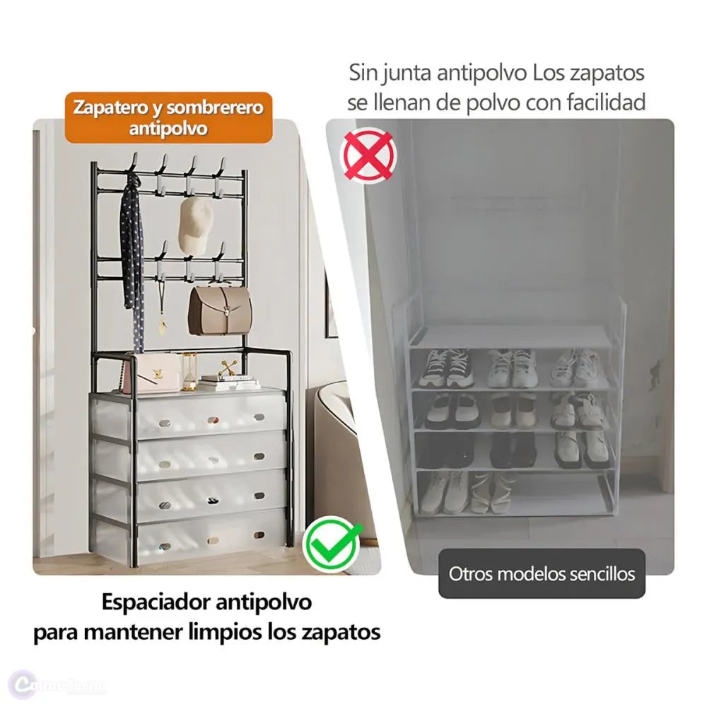 Zapatero Antipolvo Vertical de Gran Capacidad con Tapa en Acrílico - Optimiza el Espacio de tu Hogar