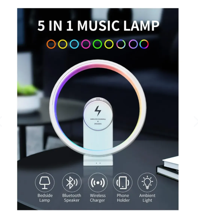 Lámpara LED con Parlante – Iluminación y Música en uno - vista lateral