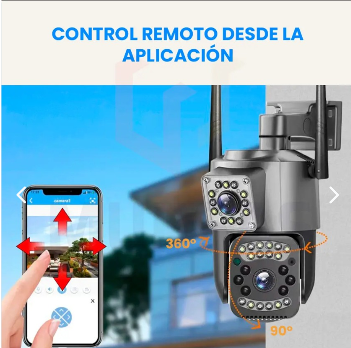 Cámara Doble Lente con Alarma — Vigilancia Total en Tiempo - vista frontal