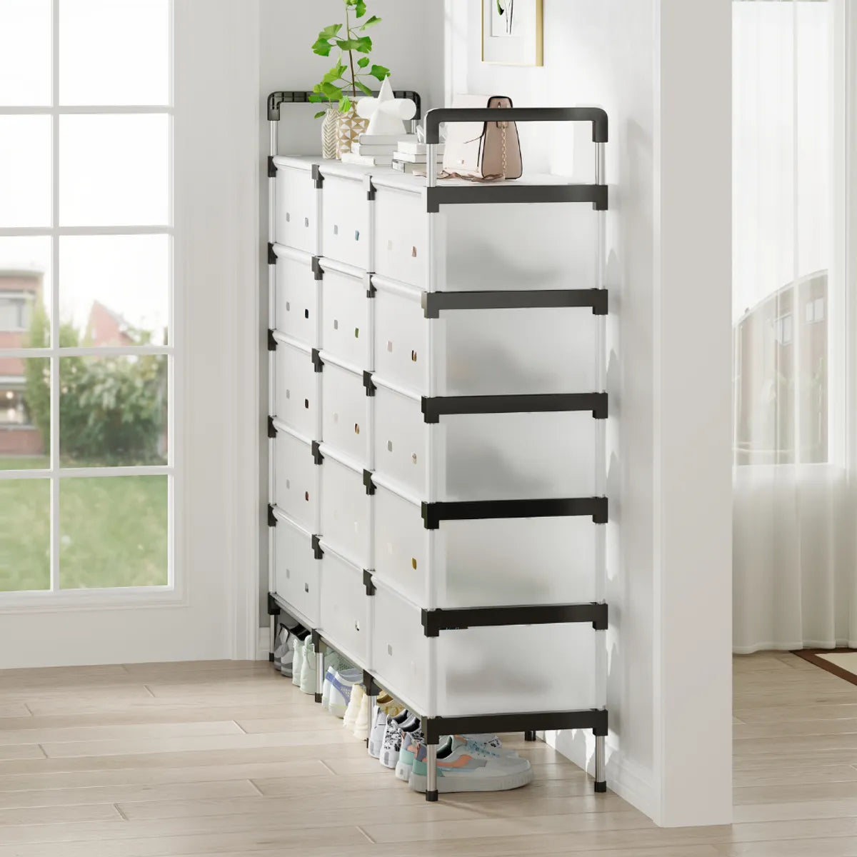 Zapatero Organizador Modular de Gran Capacidad con Puertas Traslúcidas - Estructura Adaptable Antipolvo