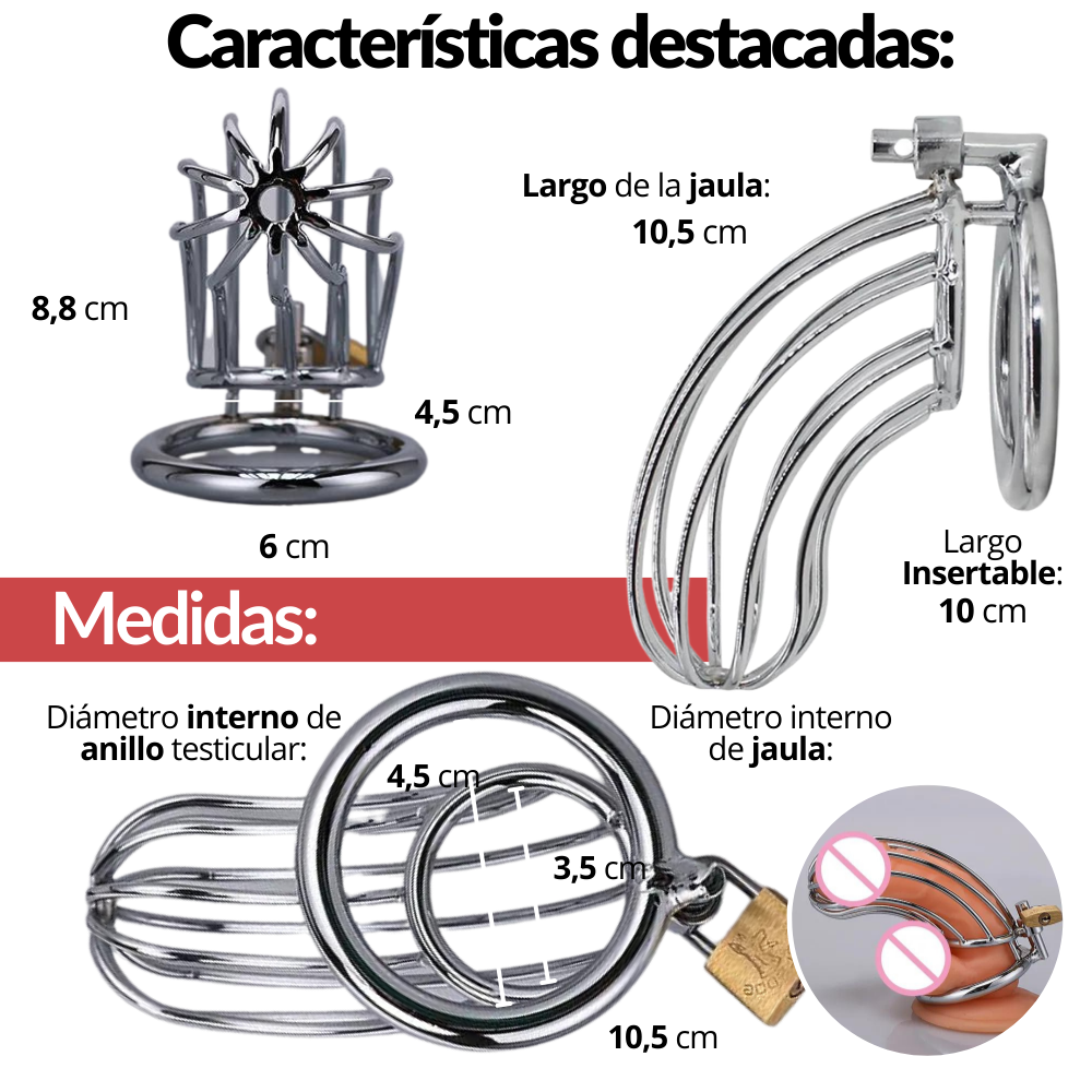 Funda De Castidad BDSM Omega - vista lateral