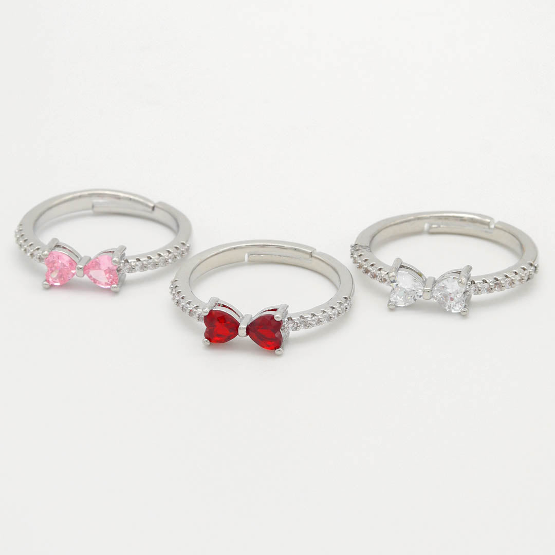 Anillo Lazo Moñito de Amor Ajustable con Circones – Baño de - vista lateral
