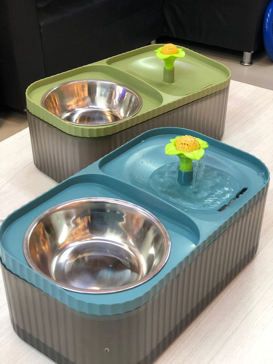 Comedero Doble con Fuente de Agua para Mascotas - vista principal