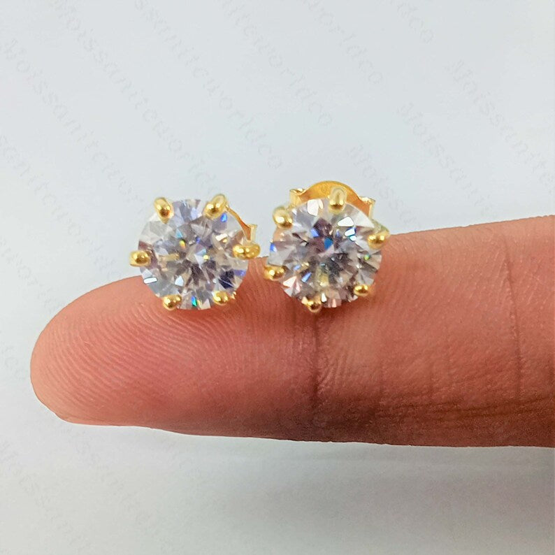 Topos Aretes Diamante Clásico 7 mm – Brillo Diario - vista alternativa