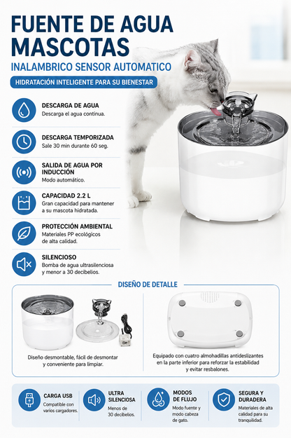Fuente de Agua Inalámbrica para Mascotas - vista principal