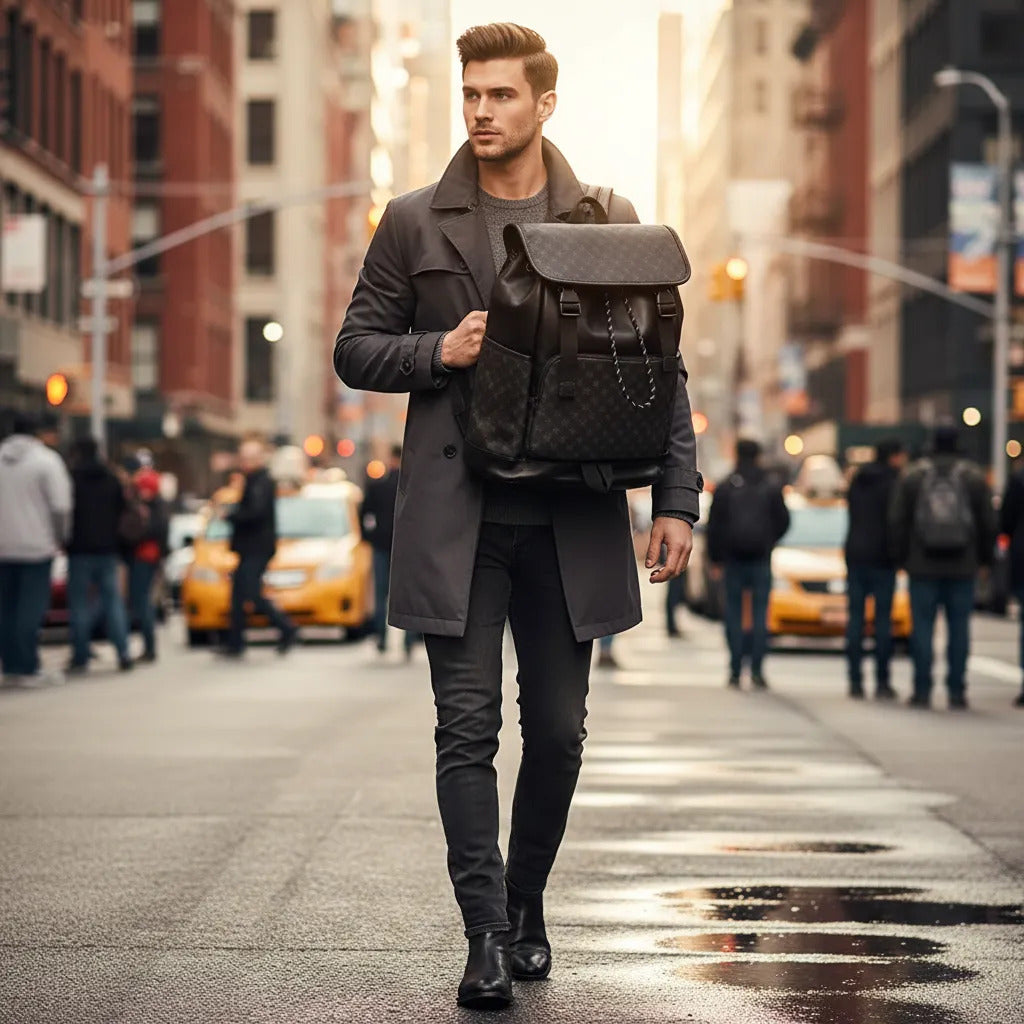Morral de Cuero para Hombre - vista frontal