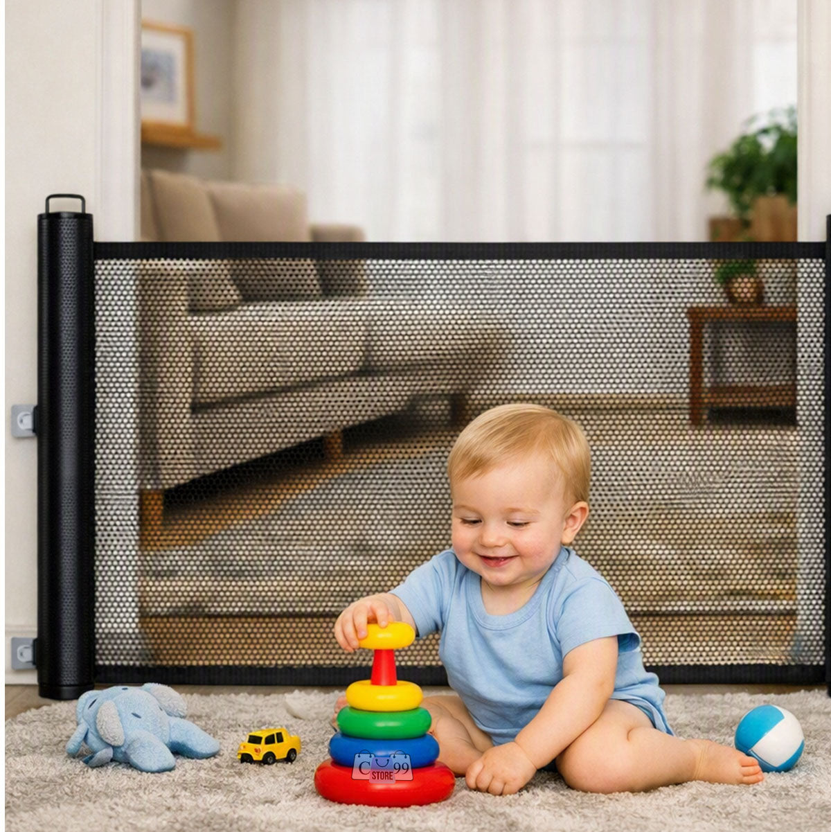 Malla Retráctil de Seguridad para Mascotas y Niños - detalle