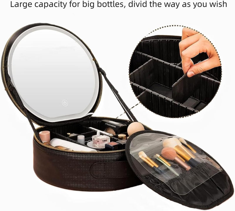 Organizador de Maquillaje Portátil con Espejo LED - vista frontal