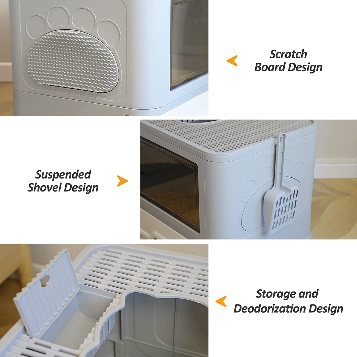Caja de Arena Plegable para Gatos - Portátil y Fácil de - vista lateral
