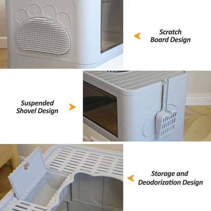 Caja de Arena Plegable para Gatos - Portátil y Fácil de - vista lateral