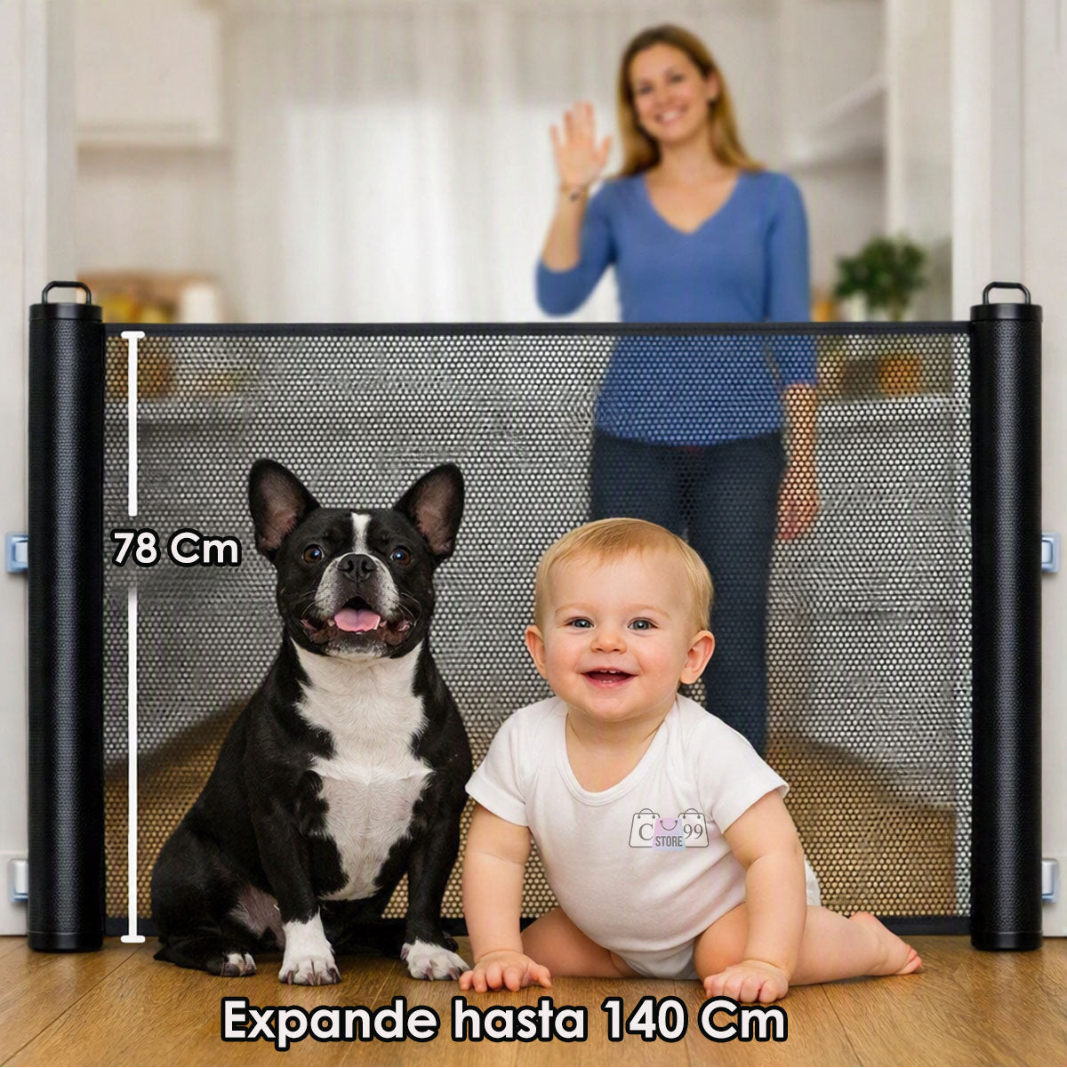 Malla Retráctil de Seguridad para Mascotas y Niños - detalle adicional
