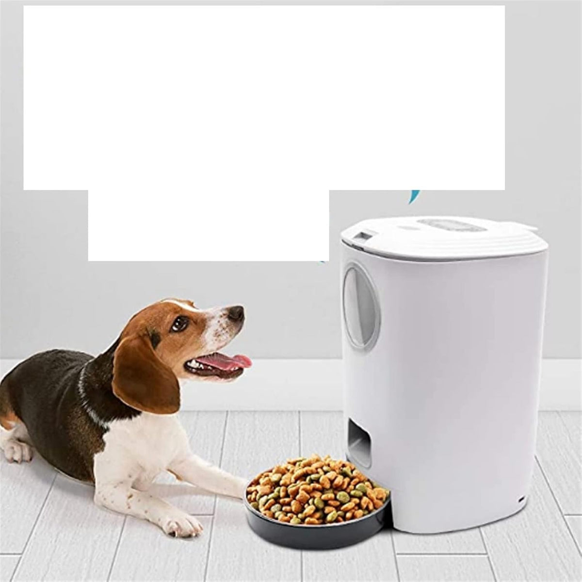 Dispensador Automático de Comida para Mascotas - vista lateral