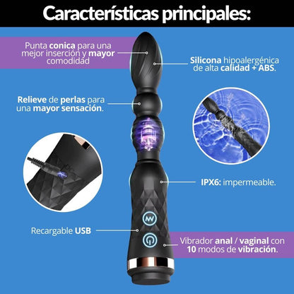 Vibrador Anal Con Plug Recargable - vista lateral