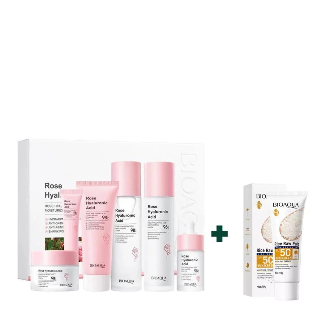 Kit Facial Bioaqua de Rosas – Hidratación con ácido - vista frontal