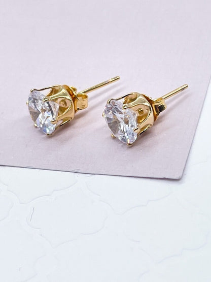 Topos Aretes Diamante Clásico 7 mm – Brillo Diario - detalle