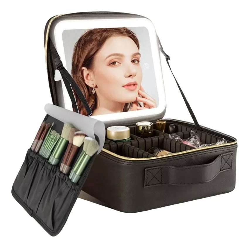 Organizador de Maquillaje con Espejo LED - vista lateral