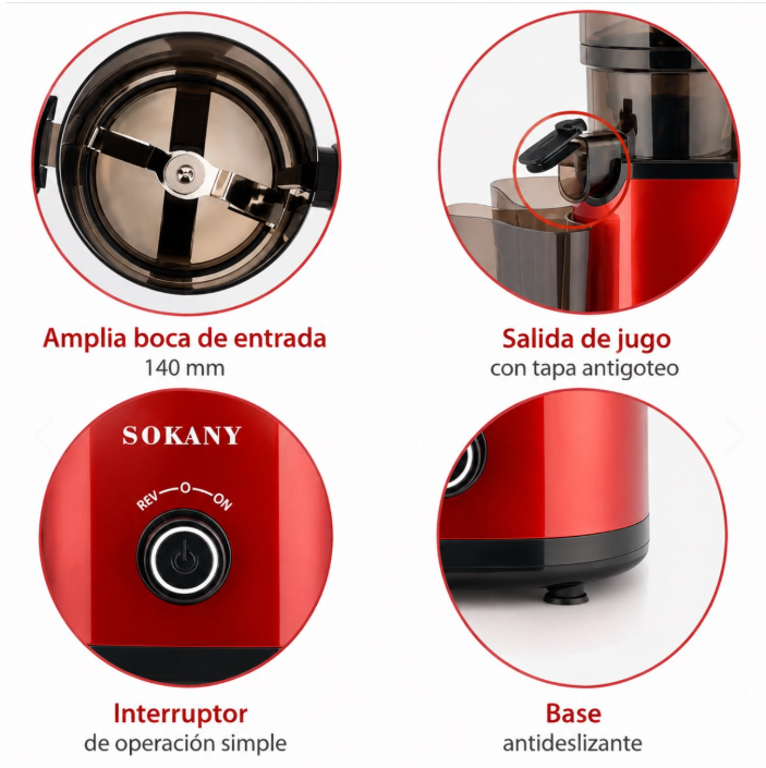 Extractor de Jugos Silencioso de Alta Calidad - vista lateral