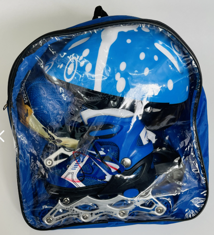 Patín Recreativo Kit Azul T:31-38 | Ajustable 4 Tallas