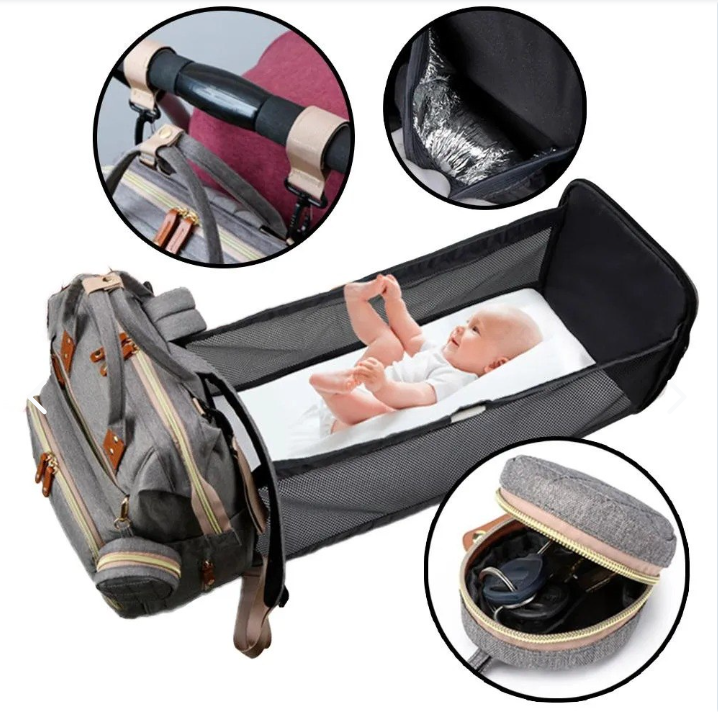 Bolso Morral Pañalera Con Cambiador 3en1