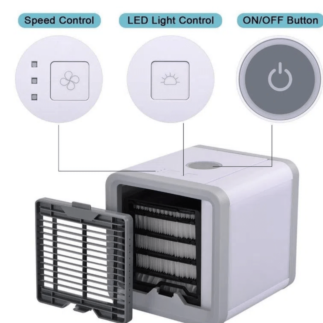 Aire Acondicionado Personal 3 en 1 — Refrigera, Humidifica y Purifica