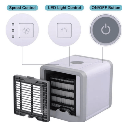 Aire Acondicionado Personal 3 en 1 — Refrigera, Humidifica y Purifica