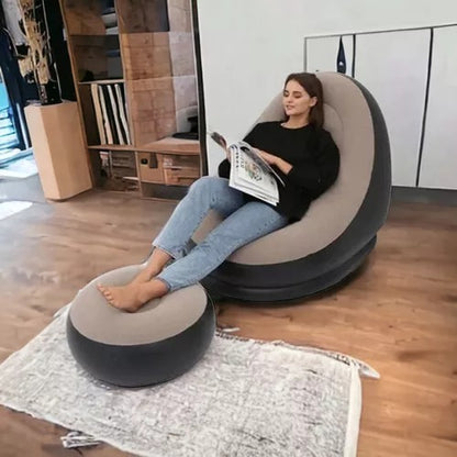 🛋️ Sillón Inflable Reclinable + Puff – Comodidad y Estilo Sin Ocupar Espacio