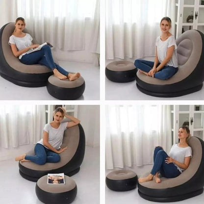 🛋️ Sillón Inflable Reclinable + Puff – Comodidad y Estilo Sin Ocupar Espacio