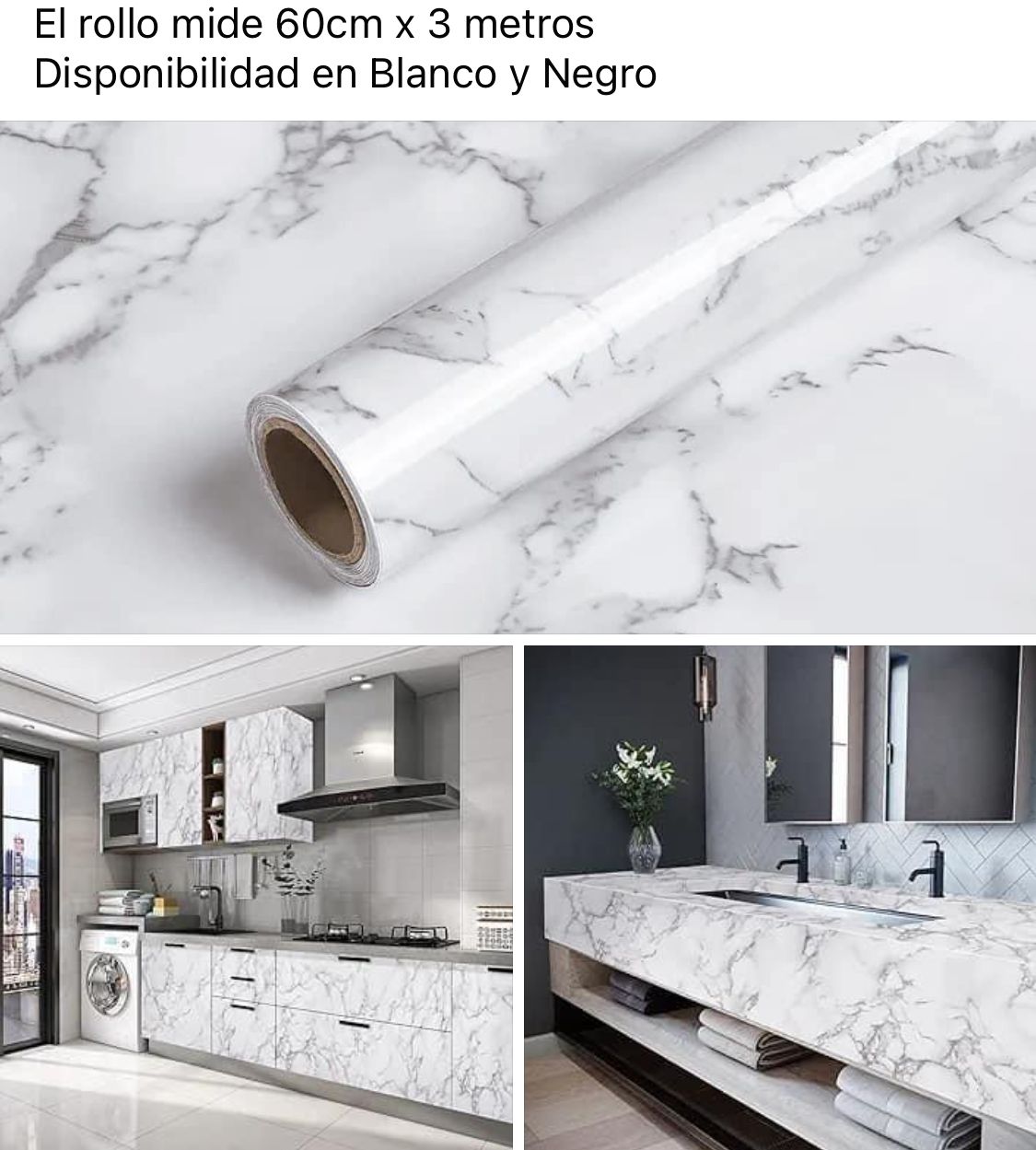 Papel Adhesivo Efecto Mármol — Renueva Muebles y Superficies al Instante