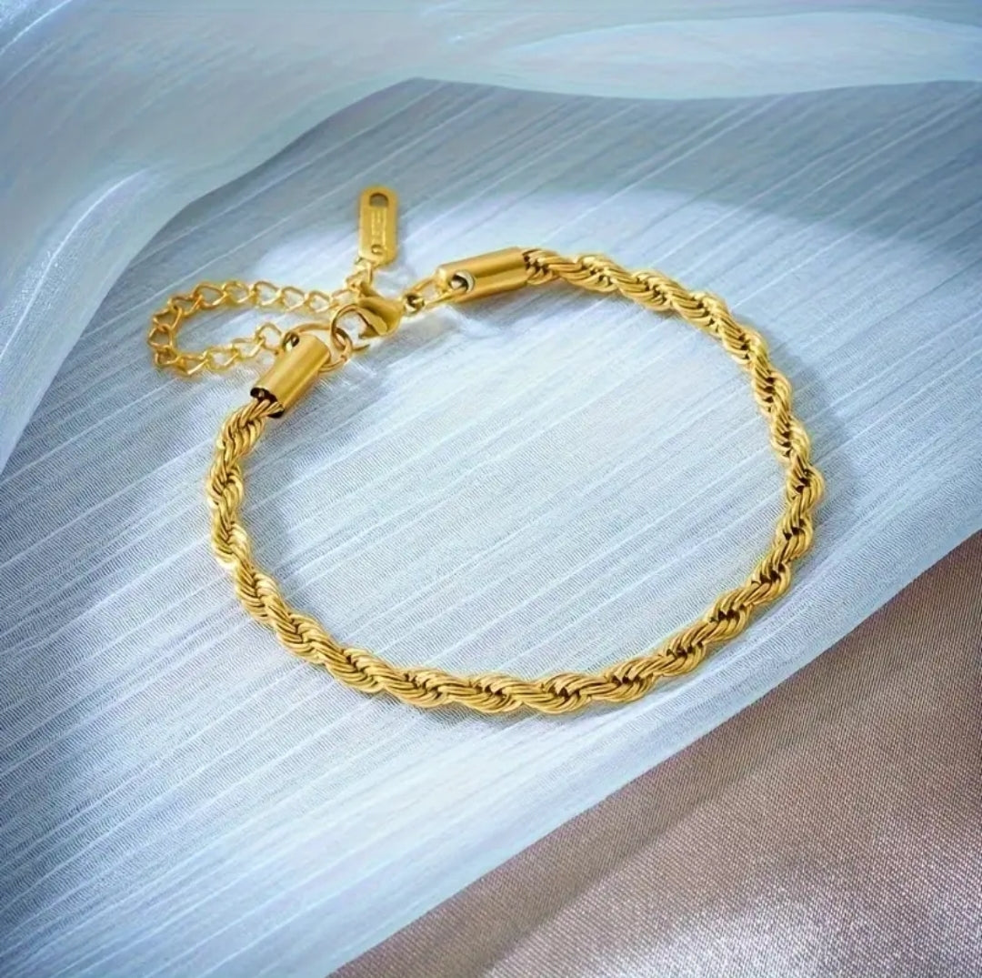 Combo Cadena + Pulsera Tejido Lazo 18K - vista alternativa