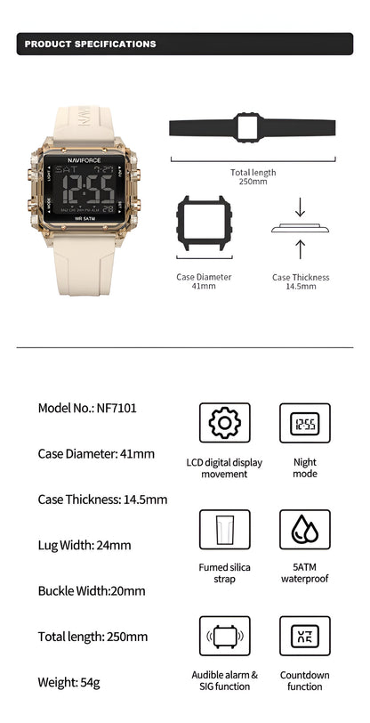 Reloj Naviforce Sport NF7101 — Digital con Estilo para Mujer