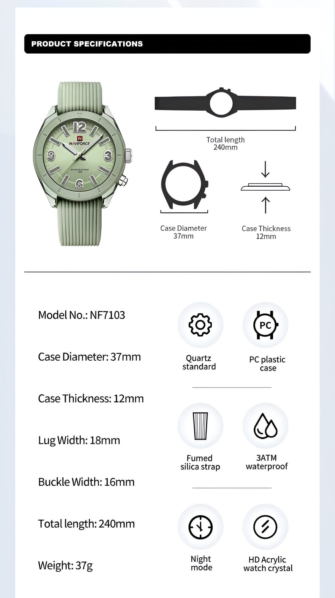 Reloj Naviforce Sport NF7103 — Resistente y Deportivo para Mujer