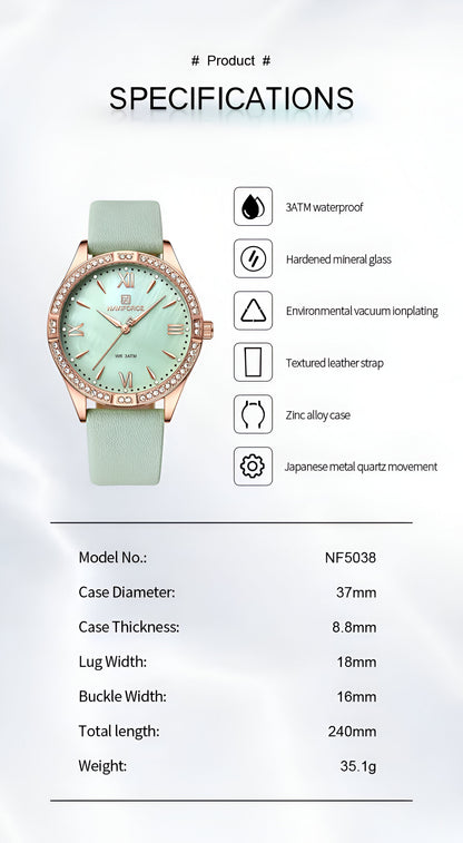 Reloj Naviforce Sport NF5038 — Correa de Cuero para Mujer