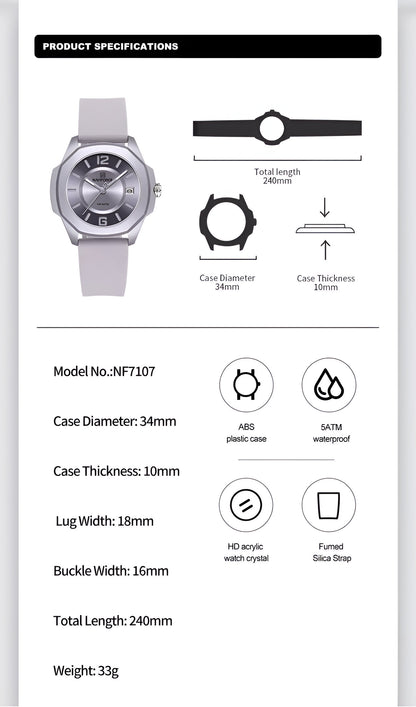 Reloj Naviforce Sport NF7107 — Correa de Goma para Mujer Activa