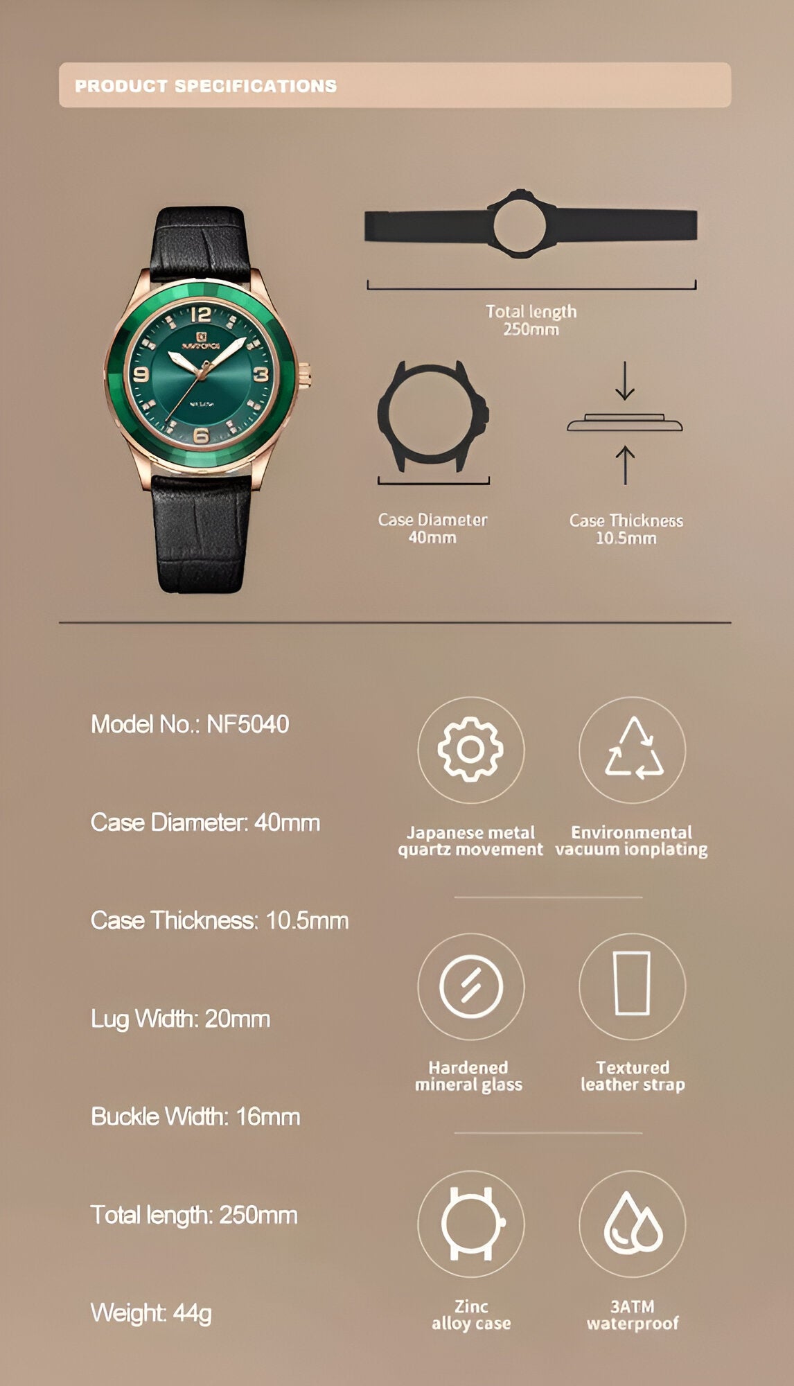 Reloj Naviforce Sport Nf5040 Mujer – Correa en Cuero