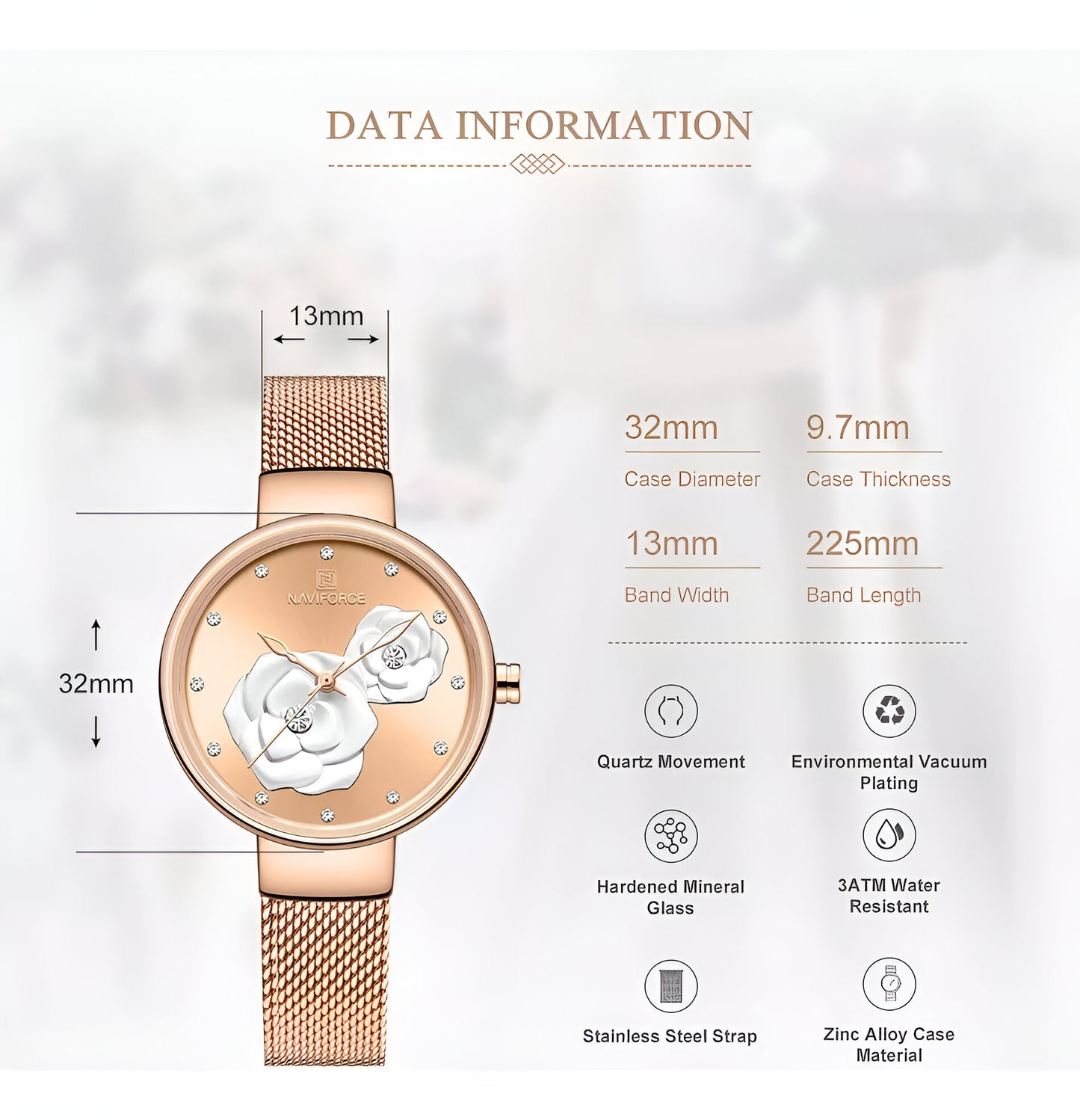 Reloj Naviforce Casual NF5013 — Toque Floral para Mujer