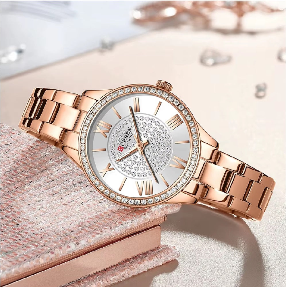 Reloj Curren 9084 — Brillo Femenino con Pulsera Metálica