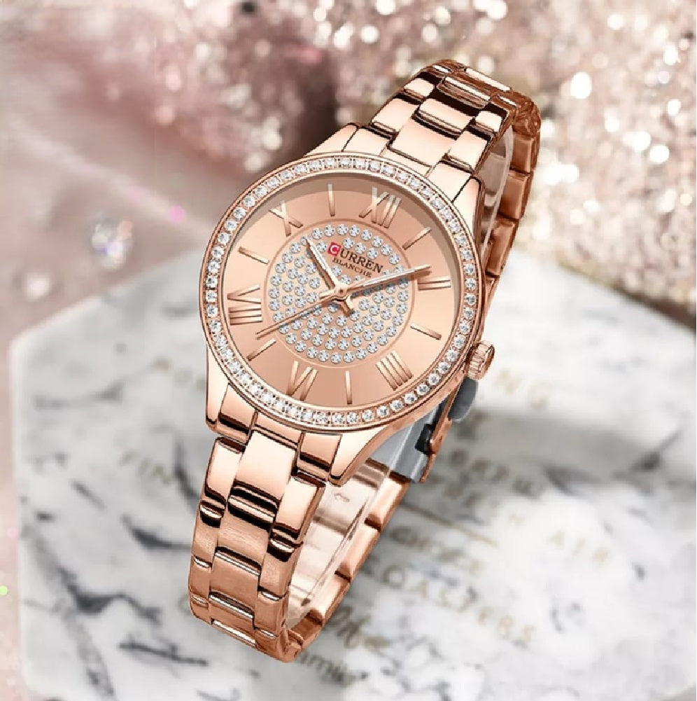 Reloj Curren 9084 — Brillo Femenino con Pulsera Metálica