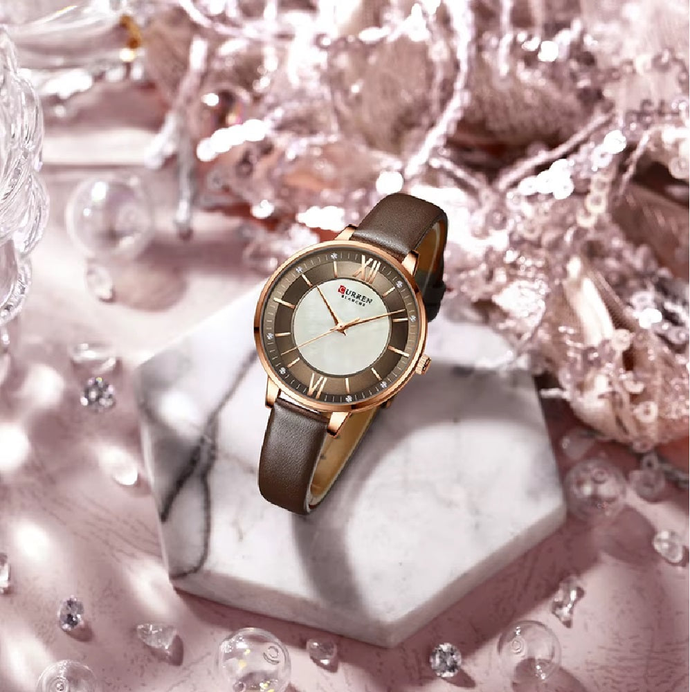 Reloj Curren 9080 — Correa de Cuero para Mujer Ejecutiva