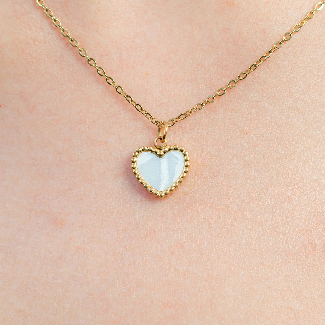 Cadena White Heart Mujer Oro Laminado 18k