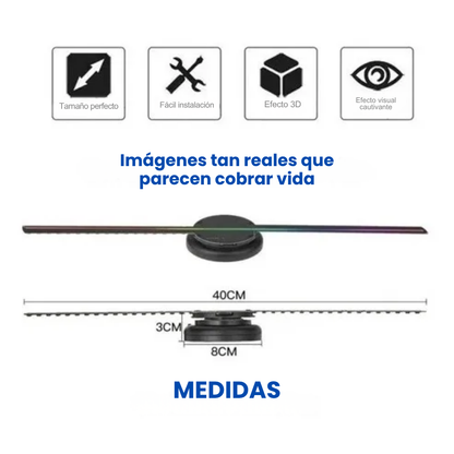 Proyector Holográfico 3D WiFi con App — 232 LEDs, imágenes realistas y sonido Bluetooth