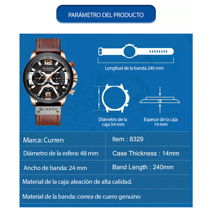 Reloj Curren 8329+ — Edición Premium Cuero y Acero