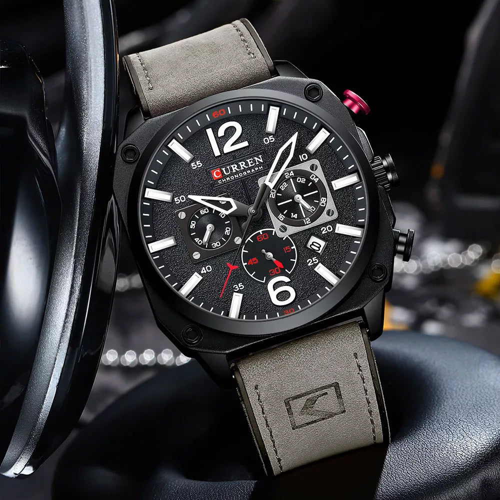 Reloj Curren 8398 — Clásico Cuarzo con Correa de Cuero