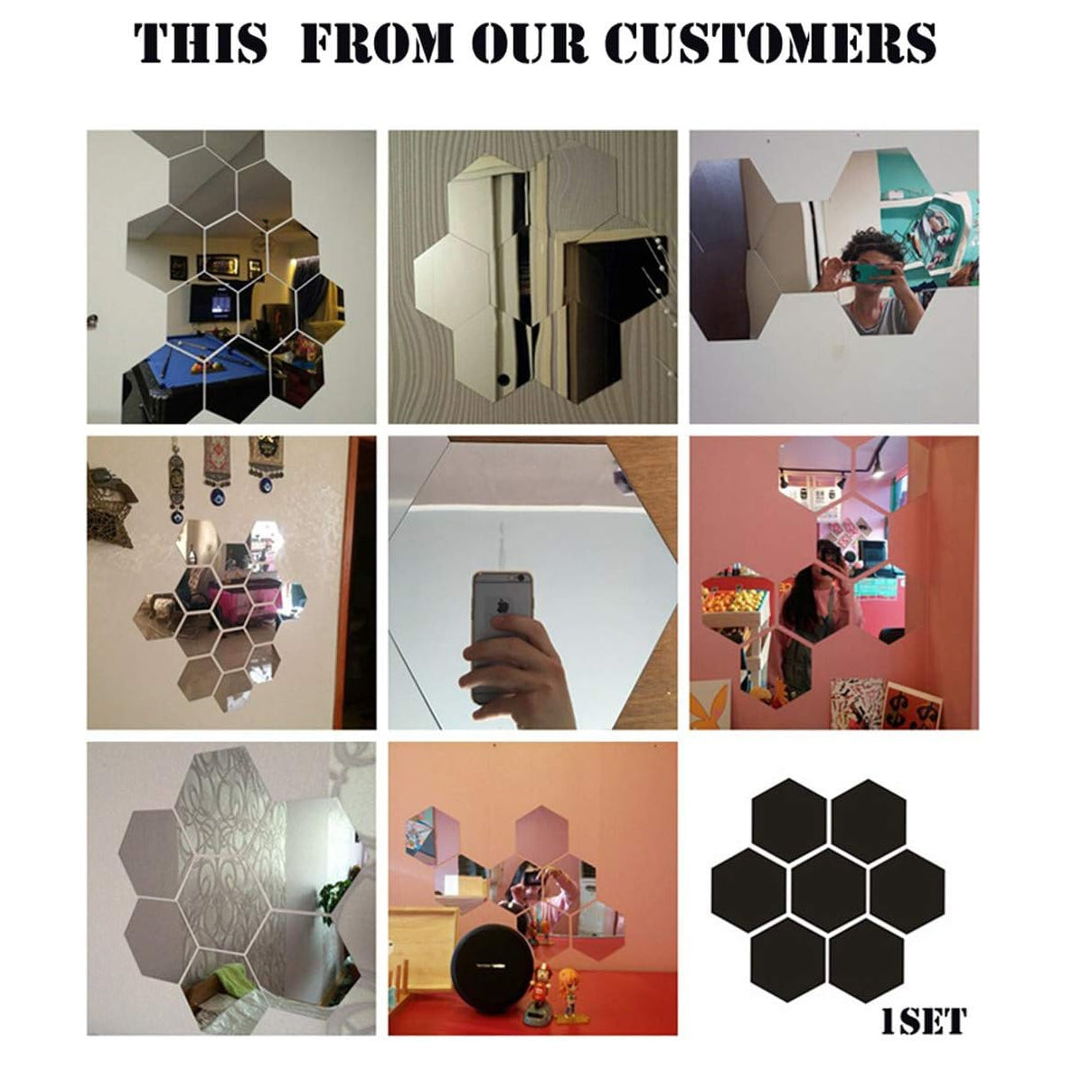 🔷 Espejos Hexagonales Decoración 12 Láminas 3D – Pared Geométrica Moderna