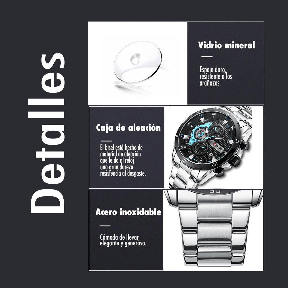 Reloj Curren 8402 — Acero Inoxidable, Estilo Clásico