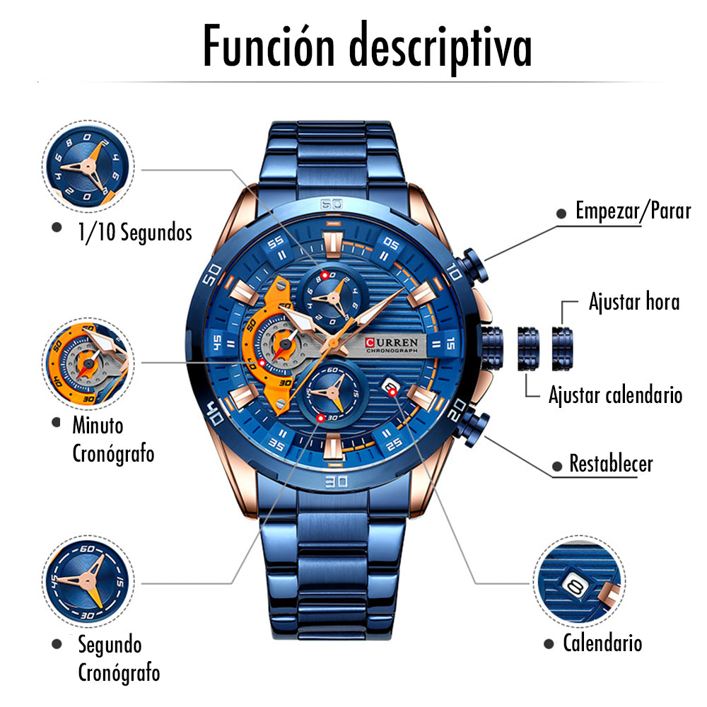 Reloj Curren 8402 — Acero Inoxidable, Estilo Clásico
